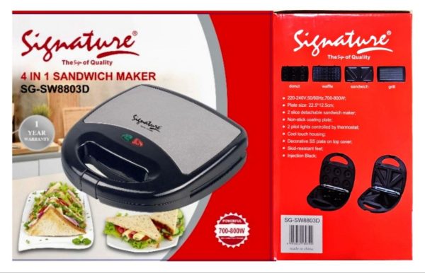 Signature 4 In 1 Sandwich, Waffle Maker, Donut & Grill
