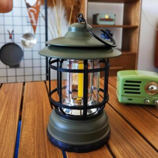 Vintage camping solar lamp